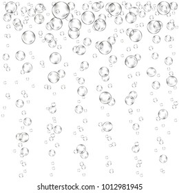  Champagne bubbles. Fizzy sparkles in water, sea, aquarium. Soda pop.  Effervescent drink. Undersea vector texture.