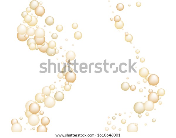 シャンパンの泡のベクター画像の背景イラスト シャンパンやレモネードソーダの金の気泡 黄色いフィズの泡の背景 きらめくワインの酸素の接写イラスト のベクター画像素材 ロイヤリティフリー