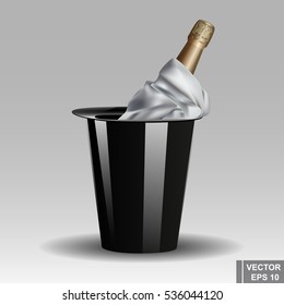 Champagne in the bucket. Celebration. Alcoholic drink. Realistic.