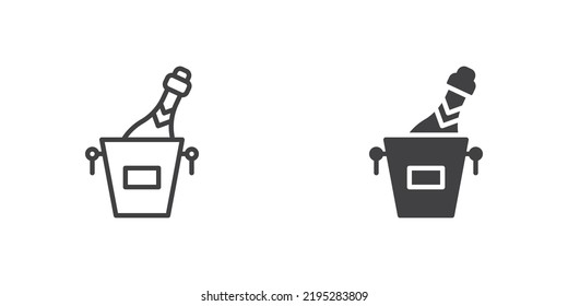 Champagne bucket icon, line and glyph version, outline and filled vector sign. linear and full pictogram. Symbol, logo illustration. Different style icons set