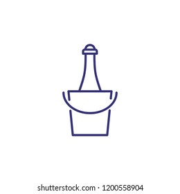 Champagne bucket line icon. Cold drink, bottle, alcohol. Beverage concept. Vector illustration can be used for topics like honeymoon, dating, wedding