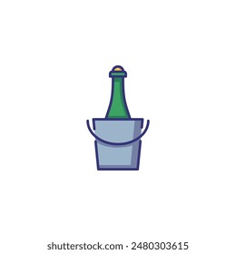 Champagne bucket line icon. Cold drink, bottle, alcohol. Beverage concept. Vector illustration can be used for topics like honeymoon, dating, wedding