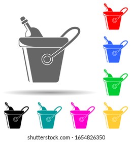 champagne in a bucket multi color style icon. Simple glyph, flat vector of party icons for ui and ux, website or mobile application