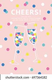 Champagne card with space for text. Vector illustration.