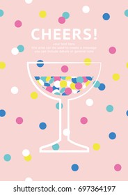 Champagne card with space for text. Vector illustration.