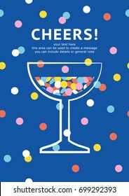 Champagne card with space for text. Vector illustration.