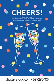 Champagne card with space for text. Vector illustration.