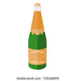 Champagne for celebrating Christmas and New Year,  in flat design