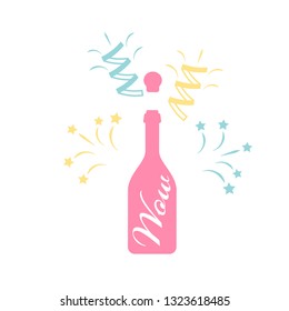 Champagne celebration icon. Open champagne bottle vector. glass bottle champagne vector icon