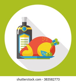 champagne and chicken flat icon