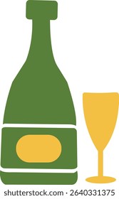 Champagne clip art design on plain white transparent isolated background for sign, decal, card, shirt, hoodie, sweatshirt, apparel, tag, mug, icon, poster or badge