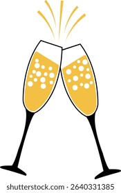 Champagne clip art design on plain white transparent isolated background for sign, decal, card, shirt, hoodie, sweatshirt, apparel, tag, mug, icon, poster or badge