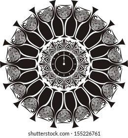 Champagne clock glasses vector illustration