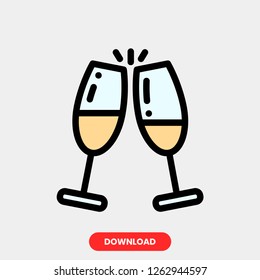 Champagne concept line icon. Simple element illustration. Champagne concept outline symbol design. Can be used for web and mobile UI/UX. Modern vector style. Modern vector style. 