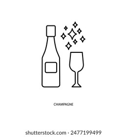 Champagner Concept Line-Symbol. Einfache Elementdarstellung. Champagnerkonzept Umrisssymbol Design.