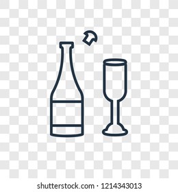 Champagne concept vector linear icon isolated on transparent background, Champagne concept transparency concept in outline style