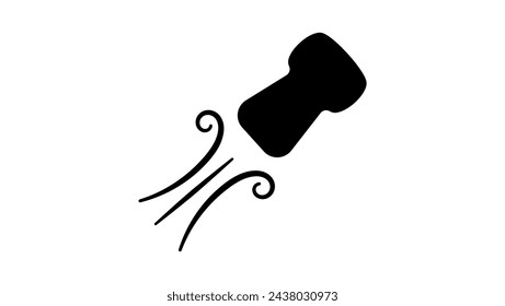 Champagne cork, black isolated silhouette