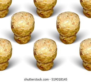 champagne cork checkerboard pattern white background