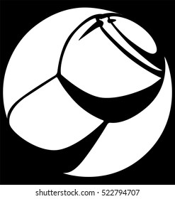 champagne cork on a white circle logo black background
