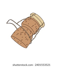 champagne cork outline color vector illustration