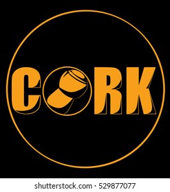 champagne cork vertically logo on a black background