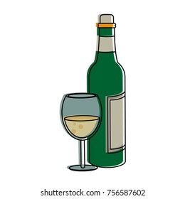 Champagne cup and bottle