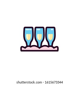 Champagne cups design, Alcohol drink bar beverage liquid menu surprise restaurant and celebration theme Vector illustration