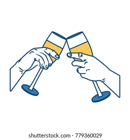 Champagne cups toast