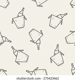 champagne doodle seamless pattern background