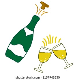 champagne doodle vector illustrator icon