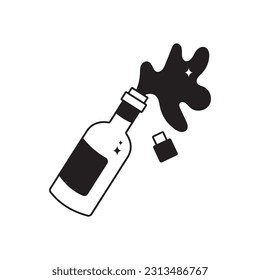 Champagne doodle vector outline Sticker. EPS 10 file
