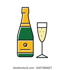 champagne drink bottle color icon vector. champagne drink bottle sign. isolated symbol illustration