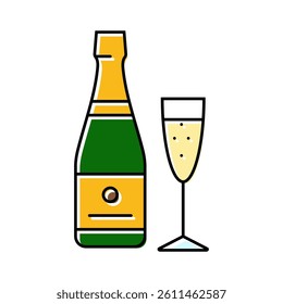 champagne drink bottle color icon vector. champagne drink bottle sign. isolated symbol illustration