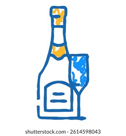 champagne drink bottle doodle icon sketch vector. champagne drink bottle sign. isolated symbol illustration