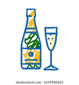 champagne drink bottle doodle icon sketch vector. champagne drink bottle sign. isolated symbol illustration