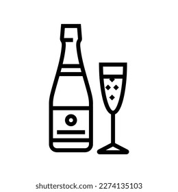 champagne drink bottle line icon vector. champagne drink bottle sign. isolated contour symbol black illustration