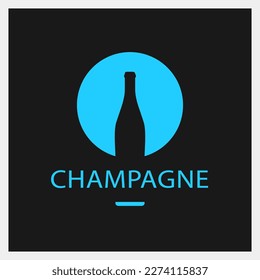 Champagne. Drink Logo. Bottle Icon Template. Vector Illustration