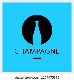 Champagne. Drink Logo. Bottle Icon Template. Vector Illustration