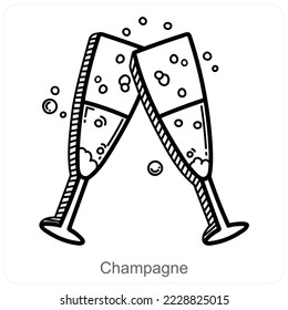 Champagne and drinks icon concept