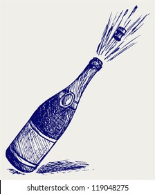 Champagne Explosion. Doodle Style