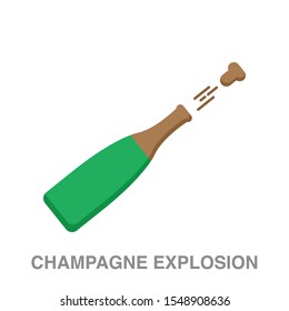 Champagne explosion flat icon on white transparent background. You can be used champagne explosion icon for several purposes.