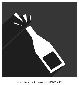 Champagne explosion icon. long shadow icon