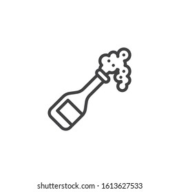 Champagne explosion line icon. linear style sign for mobile concept and web design. Champagne bottle popping outline vector icon. Symbol, logo illustration. Vector graphics