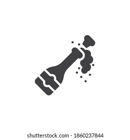 Champagne explosion vector icon. filled flat sign for mobile concept and web design. Champagne bottle explosion glyph icon. Symbol, logo illustration. Vector graphics