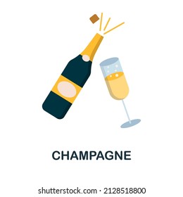 Champagne flat icon. Colored element sign from drinks collection. Flat Champagne icon sign for web design, infographics and more.
