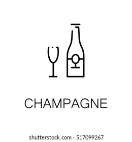 Champagne flat icon. Single high quality outline symbol of alcohol for web design or mobile app. Thin line signs of champagne for design logo, visit card, etc. Outline pictogram of champagne 
