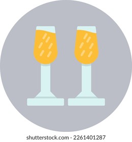Diseño de iconos de vectores planos de Champagne