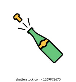 Champagne flat vector icon sign symbol