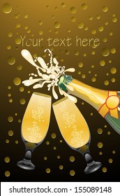 Champagne flow and up in two glasses (with sample text)