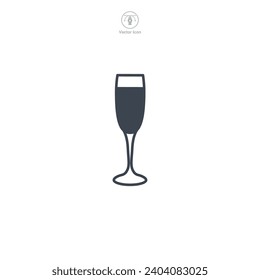 Champagne flute glass Icon symbol vector illustration isolated on white background